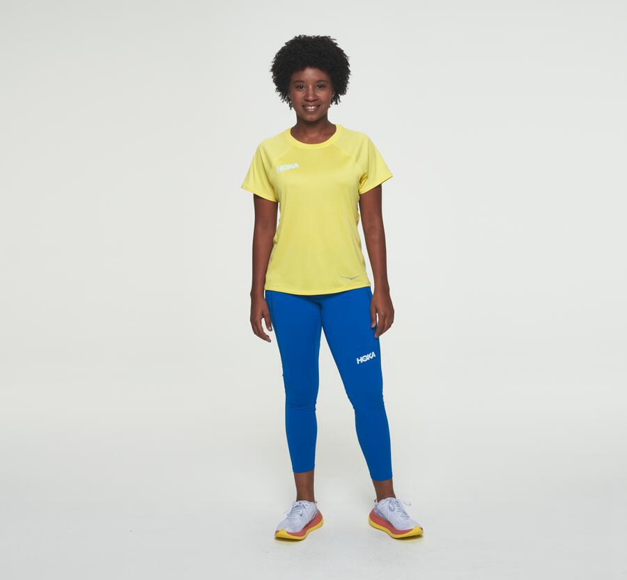 Hoka One One Top Dame - Performance Kort Sleeve - Gul - 354902BZL